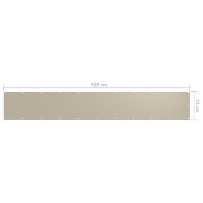 vidaXL altanafskærmning 75x500 cm oxfordstof beige