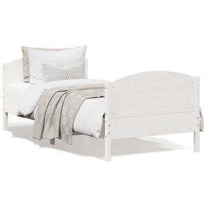 vidaXL sengeramme uden madras 100x200 cm massivt fyrretr&aelig; hvid