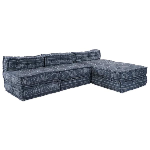 vidaXL Modulsofa Geometrisk 4 pcs Indigo 70 x 70 x 56 cm Stof