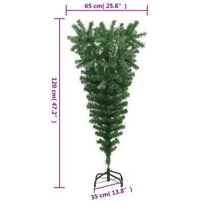 vidaXL omvendt kunstigt juletræ med fod 120 cm grøn