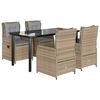 vidaXL spisebordss&aelig;t til haven 5 dele med hynder polyrattan beige