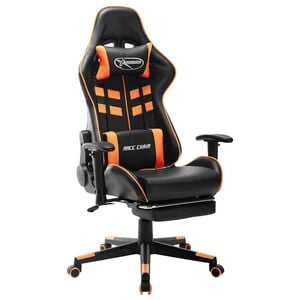 vidaXL gamingstol med fodst&oslash;tte kunstl&aelig;der sort og orange