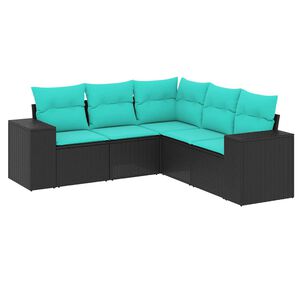 vidaXL havesofas&aelig;t med 5 dele og hynder sort polyrattan
