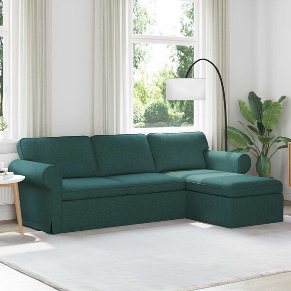 vidaXL Sofa M&oslash;rkegr&oslash;n 215 x 138 x 80 cm Stof