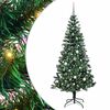 vidaXL Kunstig Forbelyst Juletr&aelig; med stativ Gr&oslash;n 210 cm PVC og metal