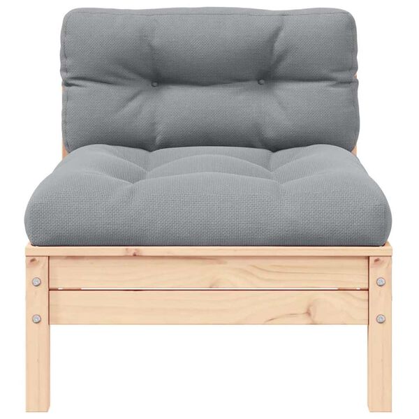 vidaXL midterdel til havesofa med gr&aring; hynder massivt fyrretr&aelig;