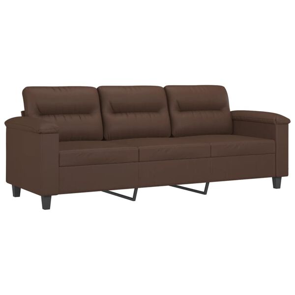 vidaXL 3-personers sofa med puder og hynder 180 cm kunstl&aelig;der brun