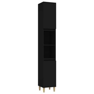 vidaXL badeværelsesskab 30x30x190 cm konstrueret træ sort