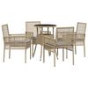 vidaXL Have Spisebordssæt 5 pcs Beige Poly rattan