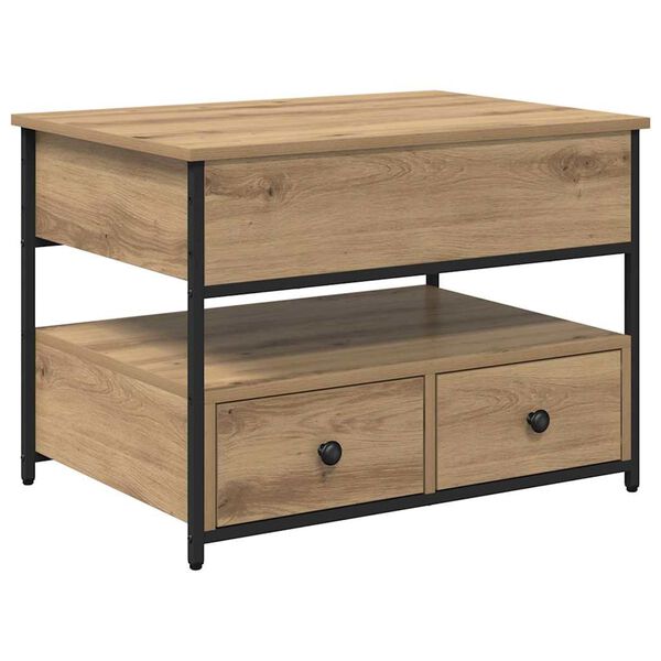 vidaXL Sofabord Artisan Egetræ 70 x 50 x 54,5 cm Konstrueret træ