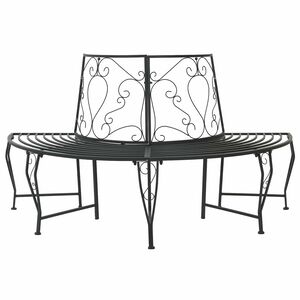 vidaXL Tr&aelig; B&aelig;nk 4 -personers 160 x 80 x 89 cm steel Sort halvrund