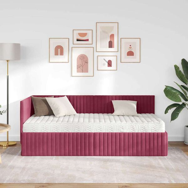 vidaXL Hj&oslash;rnesengramme med Madras med hovedg&aelig;rde 2 pcs Gr&oslash;n Fl&oslash;jl