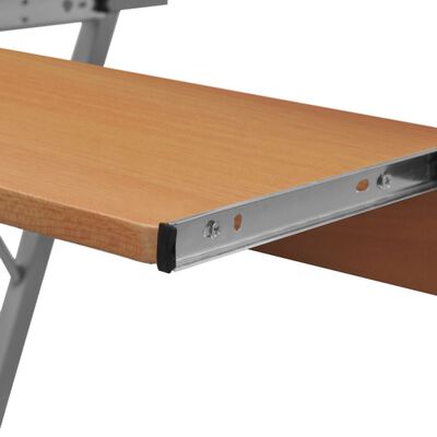 vidaXL kompakt computerbord med udtræksplade til tastetur brun