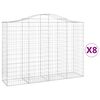 vidaXL buede gabionkurve 8 stk. 200x50x140/160 cm galvaniseret jern