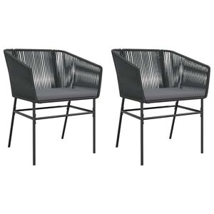 vidaXL havestole 2 stk. med hynder polyrattan sort