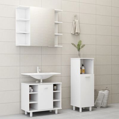 vidaXL badeværelsesmøbelsæt 3 dele konstrueret træ hvid