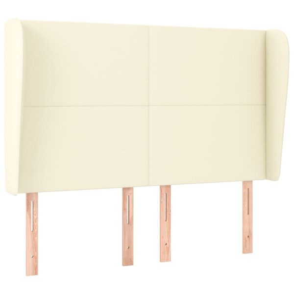 vidaXL sengegavl med kanter 147x23x118/128 cm kunstl&aelig;der cremefarvet