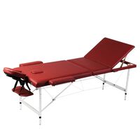 Rød sammenklappeligt massagebord med 3 zoner og aluminiumsramme