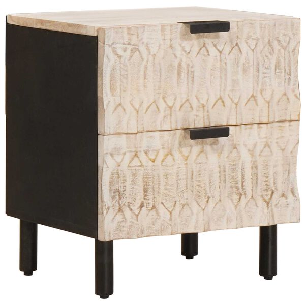 vidaXL Natskab med skuffe Hvid 40 x 33 x 46 cm Massivt mangotr&aelig;