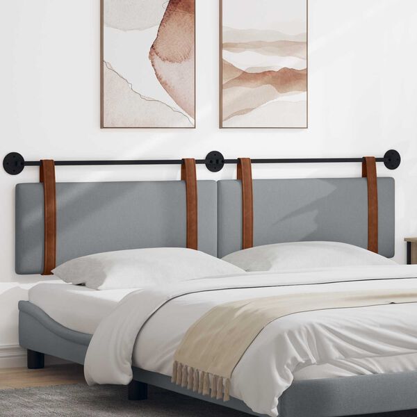 vidaXL H&aelig;ngende Hovedgavl V&aelig;gmonteret Lysegr&aring; 210 x 55 x 5 cm Antik PU