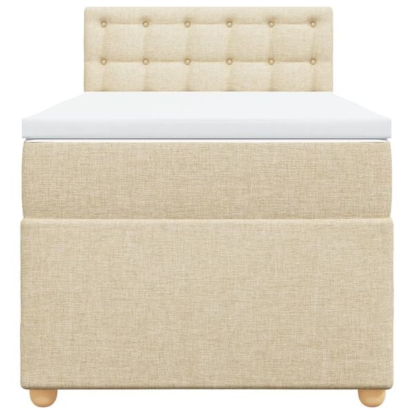 vidaXL kontinentalseng med madras 90x200 cm stof cremefarvet