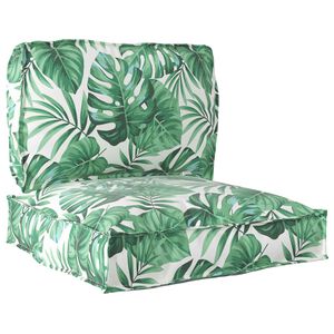 vidaXL Palle Pudes&aelig;t Oxford stof Gr&oslash;n Blad M&oslash;nster 70 x 70 x 12 cm
