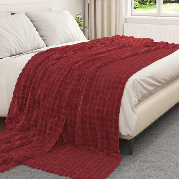 vidaXL Throw t&aelig;ppe Bordeaux R&oslash;d 240 x 220 cm Fleece