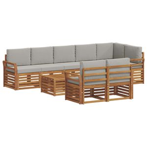 vidaXL Sofas&aelig;t med pude 9 pcs Naturlig og Lys Gr&aring; Massivt Akacietr&aelig;