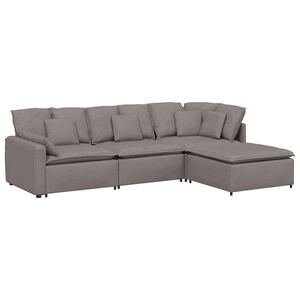 vidaXL modulsofa med fodskammel og hynder stof gr&aring;brun
