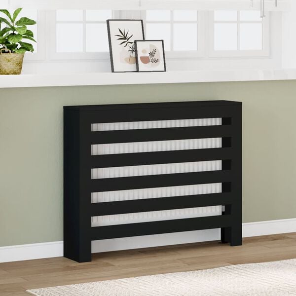 vidaXL radiatorskjuler 104x20x82 cm konstrueret træ sort