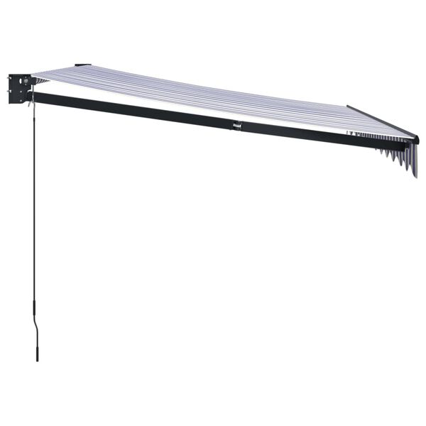 vidaXL foldemarkise manuel betjening 3,5x2,5 m stof aluminium bl&aring; hvid