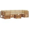 vidaXL Udend&oslash;rs sofagruppe 8 pcs Naturlig og Beige Massivt Akacietr&aelig;
