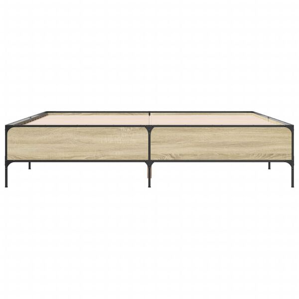 vidaXL sengestel 180x200 cm konstrueret tr&aelig; og metal sonoma-eg