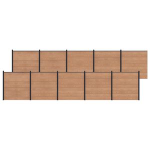 vidaXL Hegnspanel 10 pcs WPC og Aluminium Brun