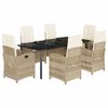 vidaXL spisebordss&aelig;t til haven 7 dele med hynder polyrattan beige