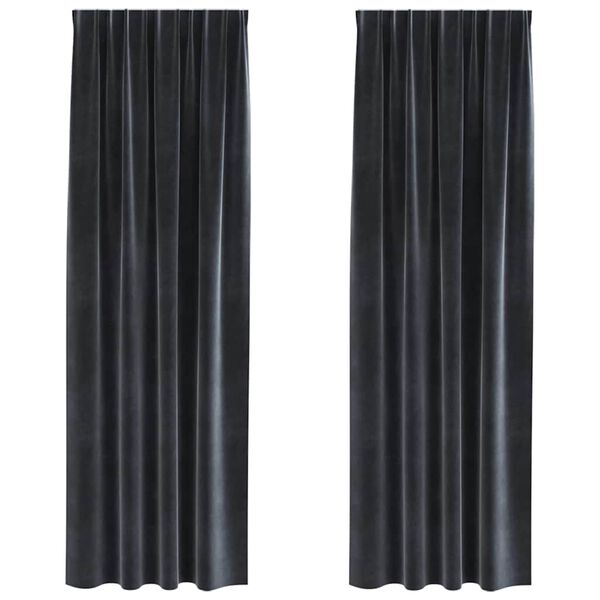 vidaXL M&oslash;rkl&aelig;gningsgardiner 2 pcs M&oslash;rkegr&aring; 140 x 245 cm Fl&oslash;jl