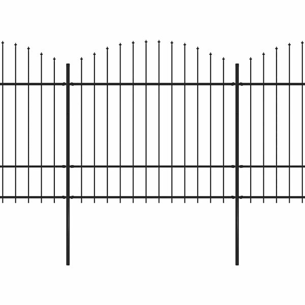 vidaXL havehegn med spydtop (1,5-1,75) x 15,3 m sort st&aring;l