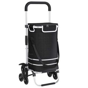 vidaXL Indk&oslash;bsvogn Sort 47 x 39 x 100,5 cm Oxford stof