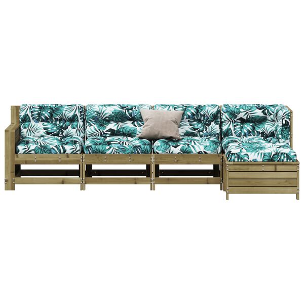 vidaXL lounges&aelig;t til haven 5 dele med hynder impr&aelig;gneret fyrretr&aelig;