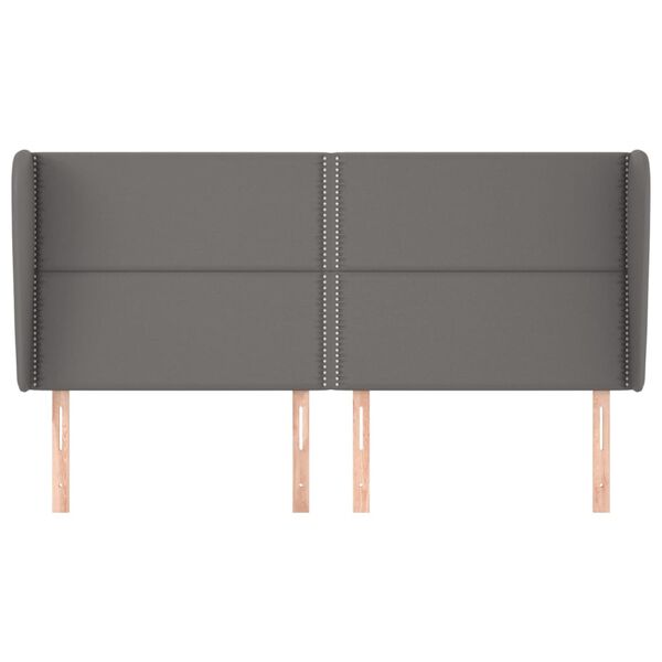 vidaXL sengegavl med kanter 203x23x118/128 cm kunstl&aelig;der gr&aring;