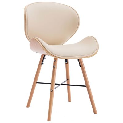 vidaXL spisebordsstole 2 stk. kunstlæder og bøjet træ cremefarvet