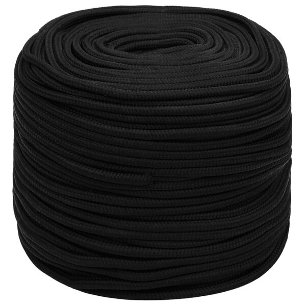 vidaXL arbejdsreb 6 mm 25 m polyester sort