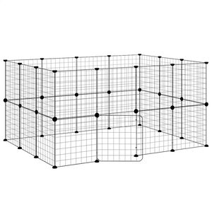 vidaXL 28-panels k&aelig;ledyrsindhegning med l&aring;ge 35x35 cm st&aring;l sort