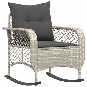 vidaXL udend&oslash;rs gyngestol med hynder polyrattan lysegr&aring;