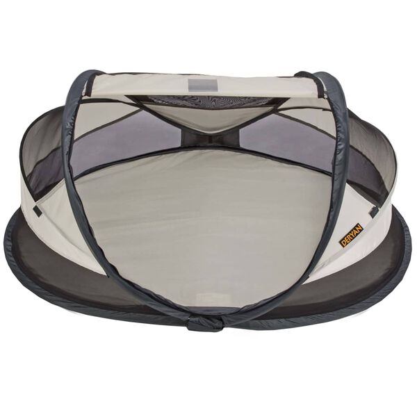DERYAN pop-up rejseseng Baby Luxe med myggenet cremefarvet