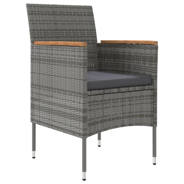 vidaXL spisebordss&aelig;t til haven 7 dele med hynder gr&aring; og sort