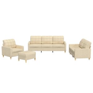 vidaXL sofas&aelig;t 4 dele med hynder stof cremefarvet