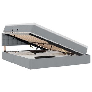 vidaXL Seng med opbevaring og madras med madras Lysegr&aring; 160 x 200 cm