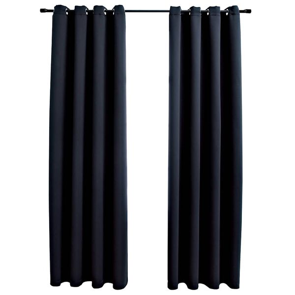 vidaXL m&oslash;rkl&aelig;gningsgardiner 2 stk. med metalringe 140 x 245 cm sort