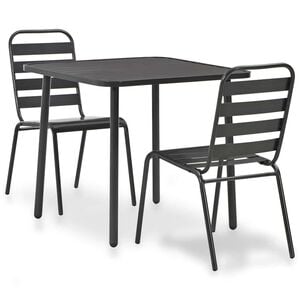 vidaXL bistros&aelig;t 3 dele st&aring;l m&oslash;rkegr&aring;